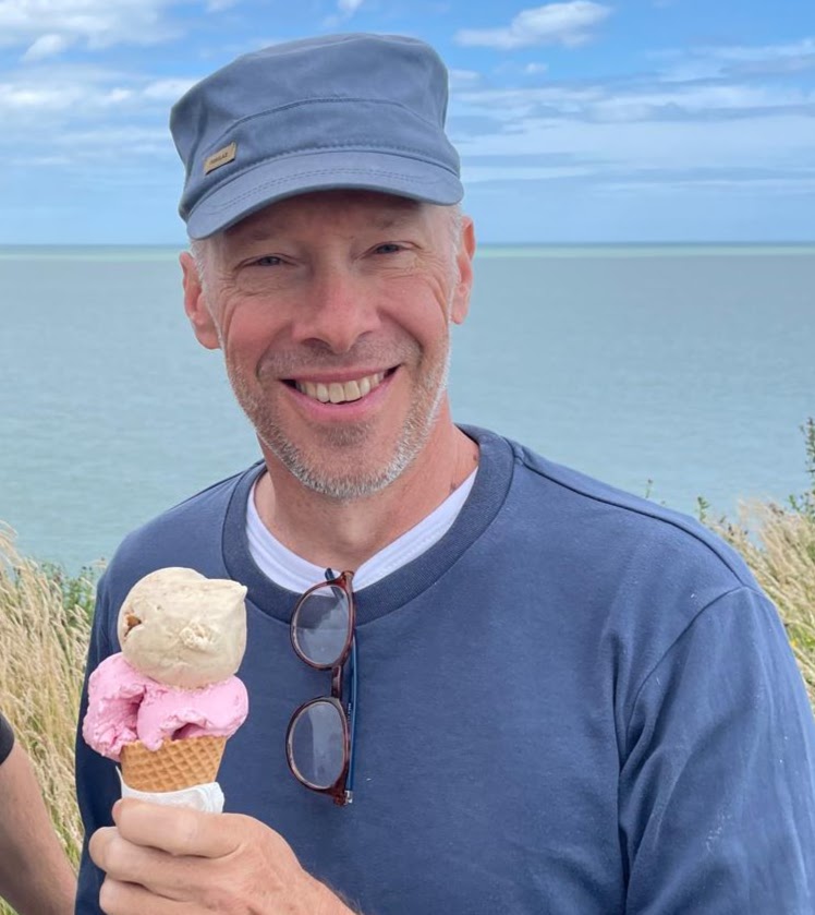 Doug with ice cream on the Irish coast