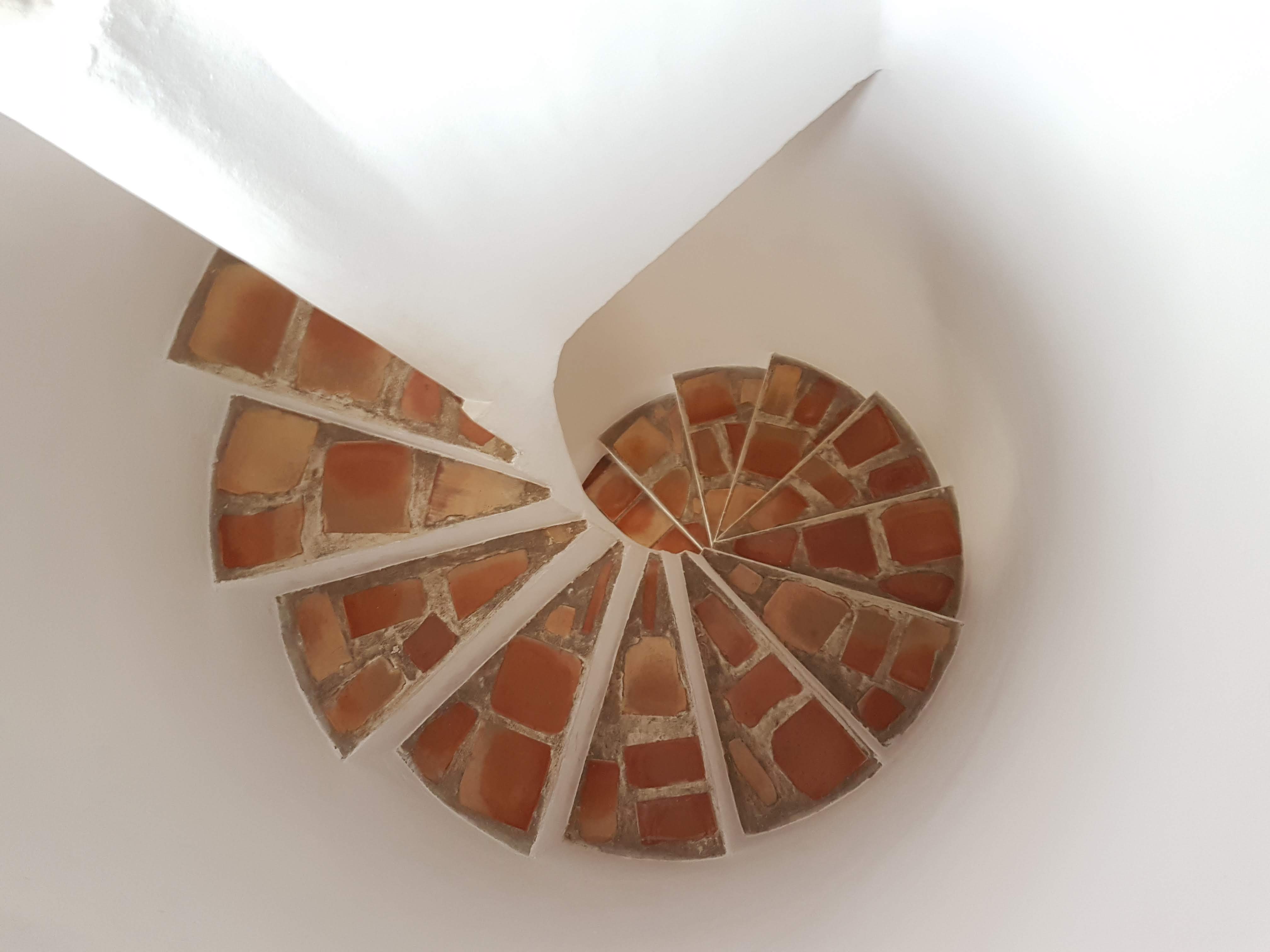 A spiral staircase seen from above